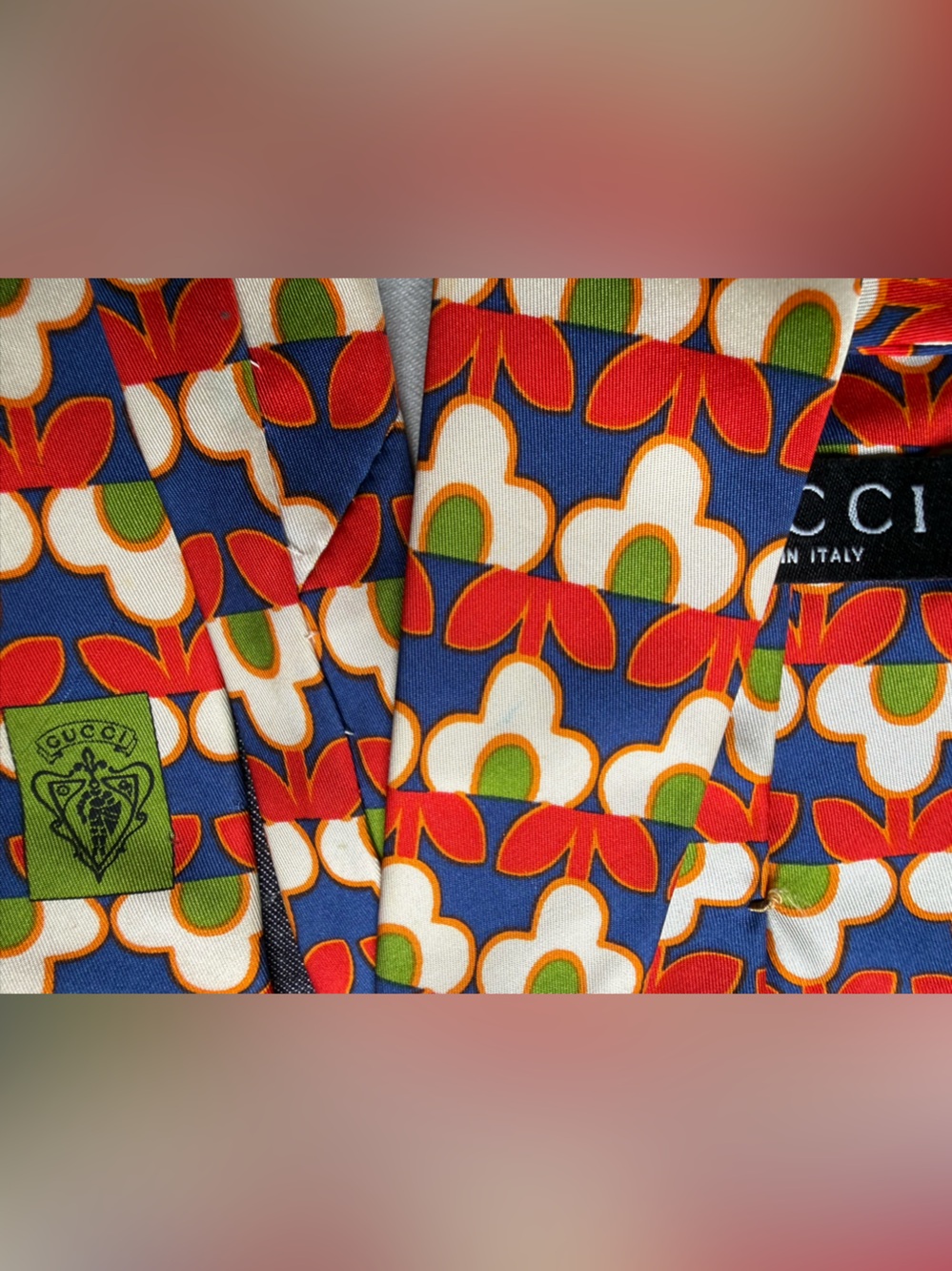 Rare Gucci Pop Art Multicolor Red Blue Green Geometric Silk Tie - Picture 14 of 16